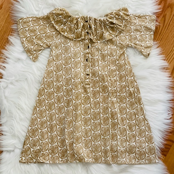 Kate Quinn Short Sleeve Ruffle Neck Dress - Sand Dollar, Size 2T - Picture 5 of 7